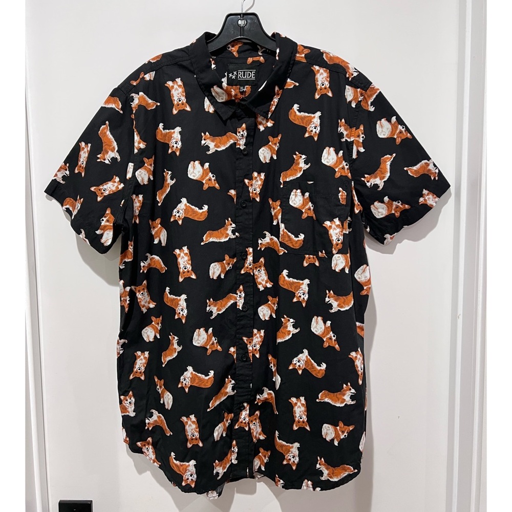 RUDE corgi button down.